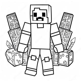 Halaman Mewarnai Steve Dari Minecraft Dengan Armor Berlian 126237-60006