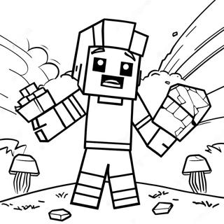 Halaman Mewarnai Steve Dari Minecraft Menambang Berlian 126238 60010