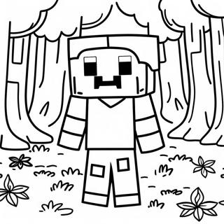 Halaman Mewarnai Steve Dari Minecraft Di Hutan 126240 60018