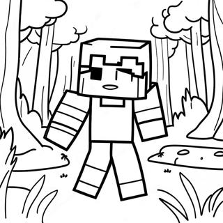 Halaman Mewarnai Steve Dari Minecraft Di Hutan 126240 60019
