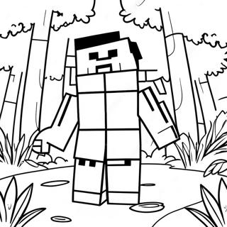 Halaman Mewarnai Steve Dari Minecraft Di Hutan 126240 60020