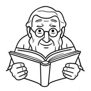 Halaman Mewarnai Kakek Bijak Membaca Buku 126264-60032