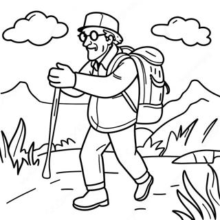 Kakek Petualang Mendaki Di Alam Halaman Mewarnai 126265-60035