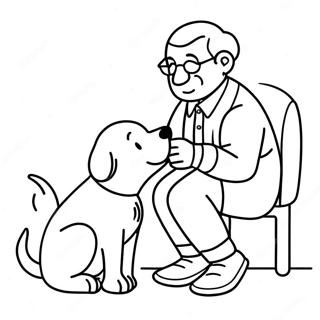 Kakek Peduli Dengan Anjing Peliharaan Halaman Mewarnai 126266-60040