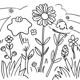 Halaman Mewarnai Bunga Liar Berwarna Warni Di Padang 126549-60255