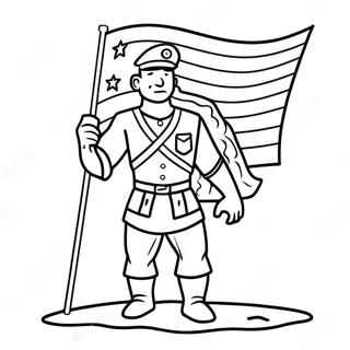 Halaman Mewarnai Veteran Berani Dengan Bendera 127399-60909