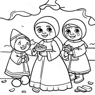 Halaman Mewarnai Adegan Las Posadas Tradisional 128174-61642