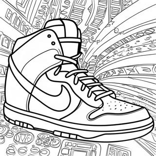 Halaman Mewarnai Nike Dunks Bergaya Halaman Mewarnai