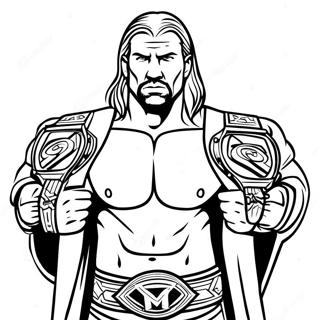 Halaman Mewarnai Triple H Yang Dinamis Memegang Dua Sabuk 128793-62121