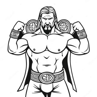 Halaman Mewarnai Triple H Yang Dinamis Memegang Dua Sabuk 128793-62122