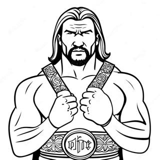 Halaman Mewarnai Triple H Yang Dinamis Memegang Dua Sabuk 128793-62124