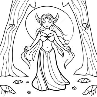 Halaman Mewarnai Dewi Bulan Mistis Di Hutan 129686-62818