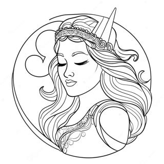 Halaman Mewarnai Dewi Bulan Megah Dengan Rambut Mengalir 129687-62821