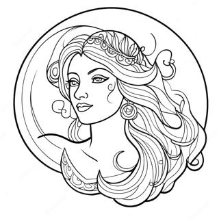 Halaman Mewarnai Dewi Bulan Megah Dengan Rambut Mengalir 129687-62822