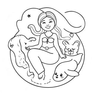 Halaman Mewarnai Dewi Bulan Lucu Dengan Hewan 129688-62826