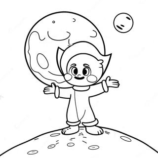 Halaman Mewarnai Sandman Ceria Dengan Bulan 129971-63047