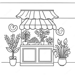 Halaman Mewarnai Toko Bunga Yang Menawan 130253-63262