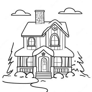 Halaman Mewarnai Rumah Natal Bersalju 130431 63398