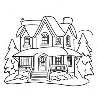 Halaman Mewarnai Rumah Natal Bersalju 130431 63399