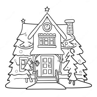 Halaman Mewarnai Rumah Natal Yang Meriah 130432 63401