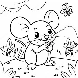 Halaman Mewarnai Tikus Ceria Di Taman Bunga 130507 63459