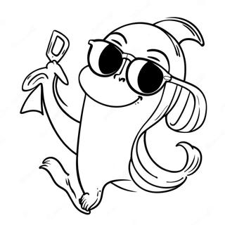 Halaman Mewarnai Pisang Lucu Dengan Kacamata Hitam 130533 63479