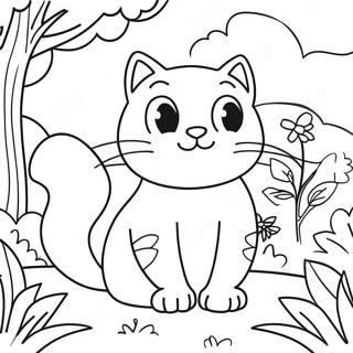 Halaman Mewarnai Kucing Alam Menjelajahi Taman Yang Cerah 130689 63598