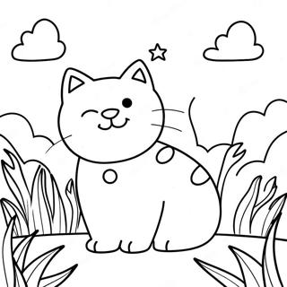 Halaman Mewarnai Kucing Alam Di Bawah Langit Biru Yang Cerah 130691-63605