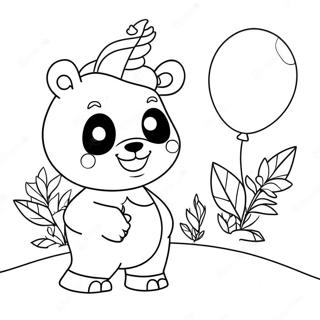 Halaman Mewarnai Panda Unicorn Ceria Dengan Balon 130791-63677