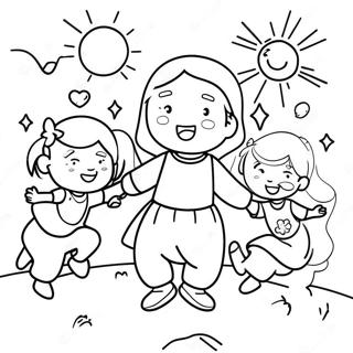 Halaman Mewarnai Anak Anak Ceria Bermain Dengan Yesus 131333-64094