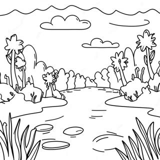 Halaman Mewarnai Pemandangan Sungai Yang Tenang 131796 64451