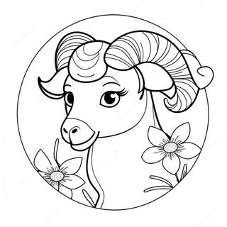 Halaman Mewarnai Aries Dengan Bunga 131849 64495