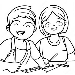 Halaman Mewarnai Teman Teman Bahagia Bekerja Bersama 132362 64897