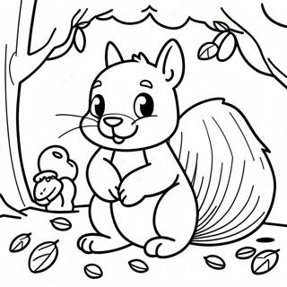 Halaman Mewarnai Squirrel Ramah Mengumpulkan Jatuh 133134 65499