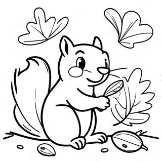 Halaman Mewarnai Squirrel Ramah Mengumpulkan Jatuh 133134 65500