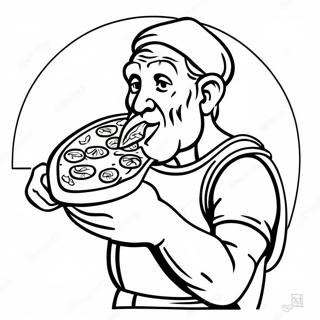 Halaman Mewarnai Michelangelo Makan Pizza Halaman Mewarnai