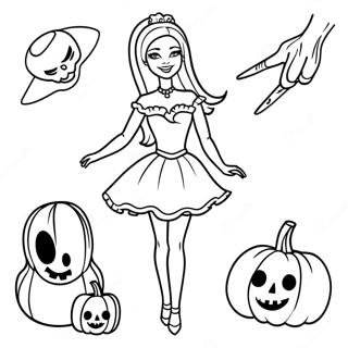 Halloween Barbie Halaman Mewarnai