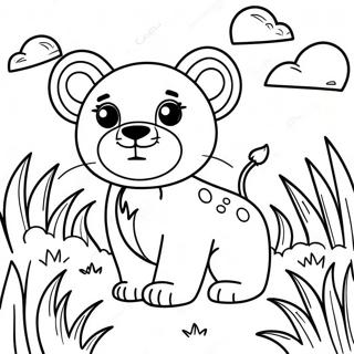 Gambar Mewarnai Anak Singa Lucu Di Rumput 134649-66669