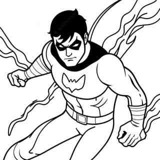 Halaman Mewarnai Nightwing Dengan Api 135138 67055