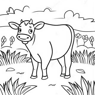 Halaman Mewarnai Sapi Bahagia Yang Menggembala Di Ladang 13517 2955
