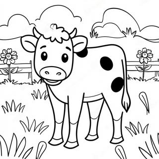 Halaman Mewarnai Sapi Bahagia Yang Menggembala Di Ladang 13517 2956