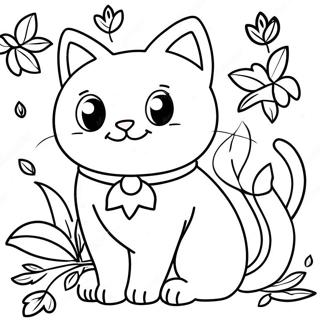 Kucing Thanksgiving Yang Menggemaskan Dengan Halaman Mewarnai Daun Musim Gugur 136775 68487