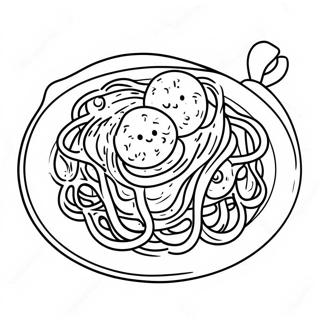 Halaman Mewarnai Spaghetti Lezat Dengan Bakso 137028-68674