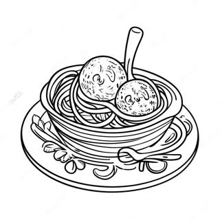 Halaman Mewarnai Spaghetti Lezat Dengan Bakso 137028-68675