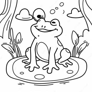 Katak Kartun Bermain Di Kolam Halaman Mewarnai 13782 3013