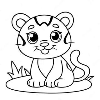 Halaman Mewarnai Harimau Bayi Yang Lucu Sedang Bermain 137978-69416