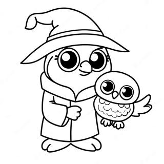 Halaman Mewarnai Penyihir Imut Dengan Burung Hantu Peliharaan 138262 69641