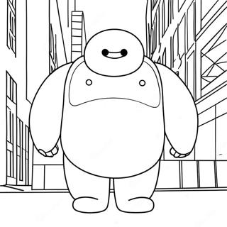 Halaman Mewarnai Baymax Dalam Pose Superhero 138440 69778