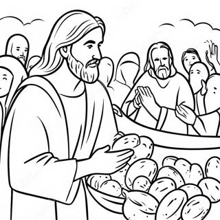 Halaman Mewarnai Yesus Memberi Makan 5000 138747 70021