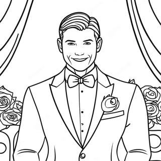 Pengantin Pria Menawan Dalam Tuxedo Halaman Mewarnai 13874-3031